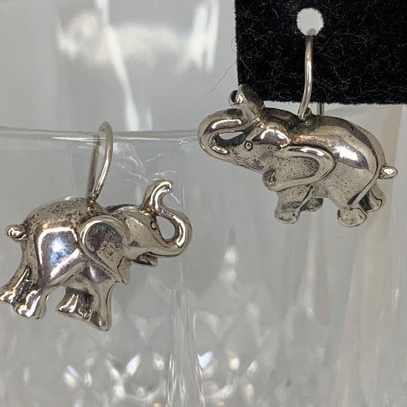 Fine Jewelry Jewelry - 925 Sterling Vintage French Wire Elephant Earrings
